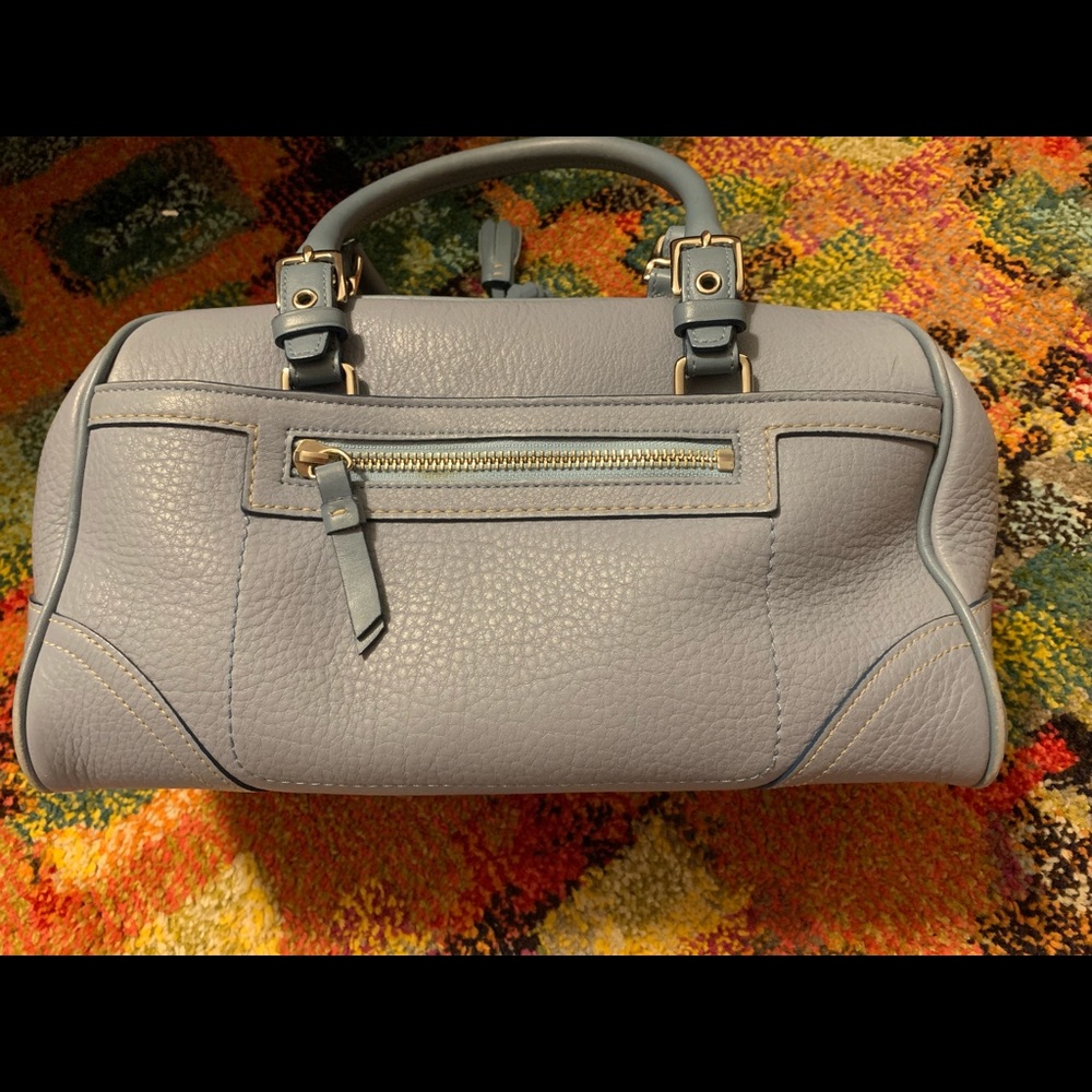 Blue Coach top handle bag pebble leather
